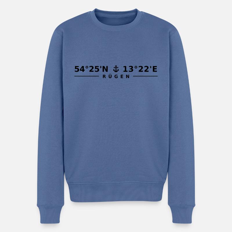 Rügen Koordinaten - Männer Premium Bio Pullover - Taubenblau