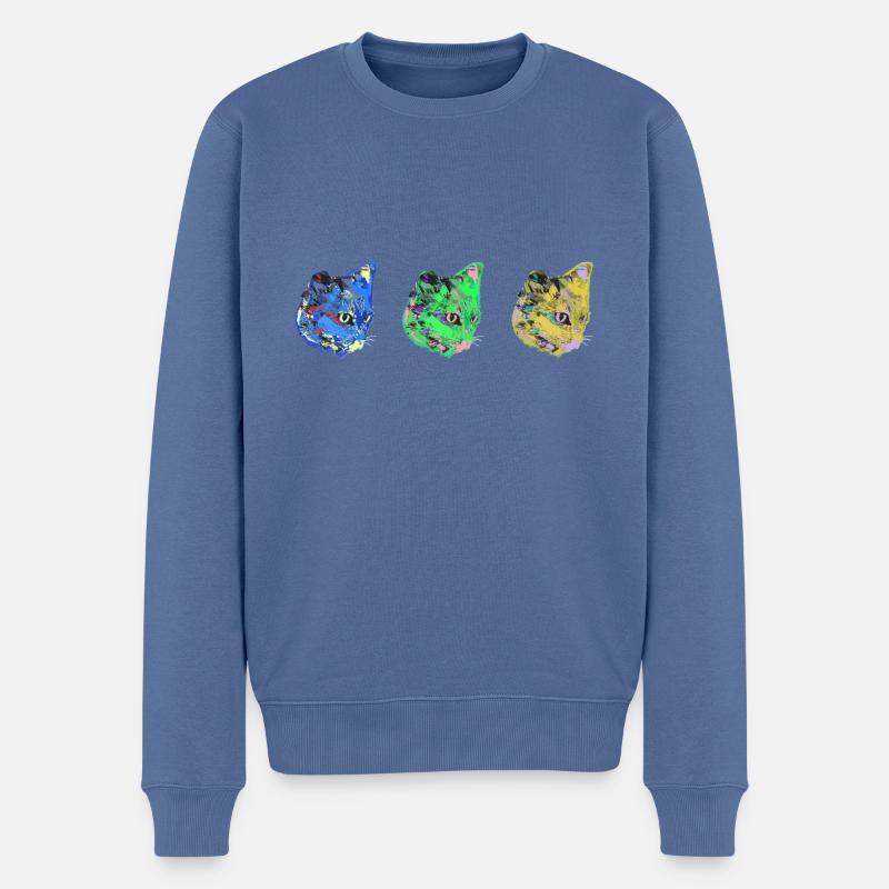 katze, blau ,malerei, ,kätzchen,warhol,pop-art - Männer Premium Bio Pullover - Taubenblau