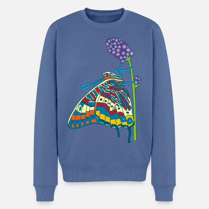 Schmetterling und Natur - Männer Premium Bio Pullover - Taubenblau