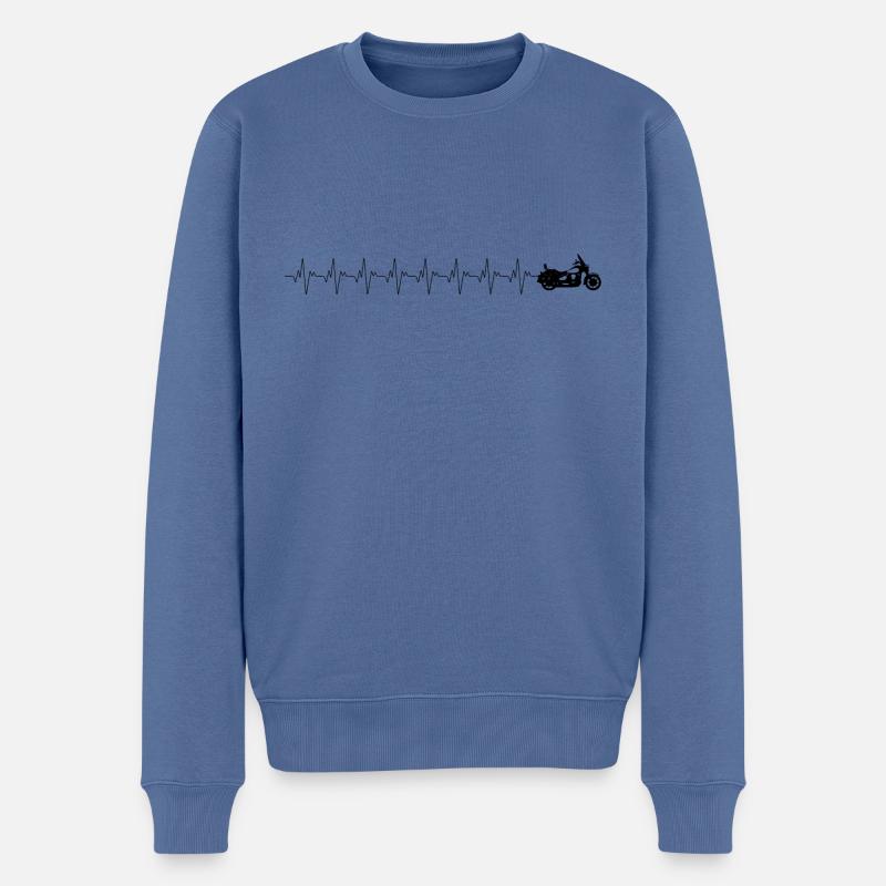 Rythme cardiaque de moto - Pull Premium bio Homme - bleu pigeon
