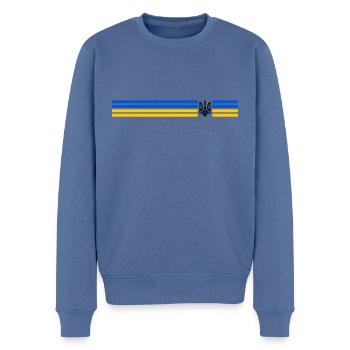UKRAINE Sportive - Pull Premium bio Homme - bleu pigeon - Devant - Nico (187cm)