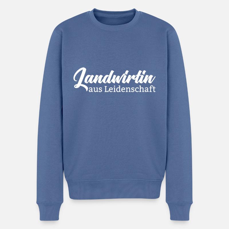 Landwirtin aus leidenschaft Landleben Geschenk - Männer Premium Bio Pullover - Taubenblau