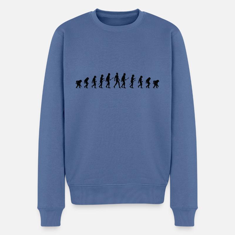 Evolution: tilbagevenden til oprindelsen - Økologisk premium-sweatshirt til mænd - dueblå