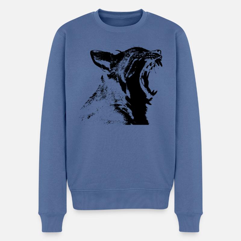 Luchs Motiv Wildkatze Luchsmotiv Katze - Männer Premium Bio Pullover - Taubenblau