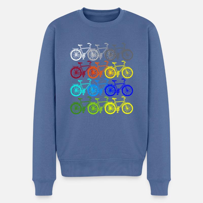 Bunte Fahrräder Retro Rad Radfahrer - Männer Premium Bio Pullover - Taubenblau