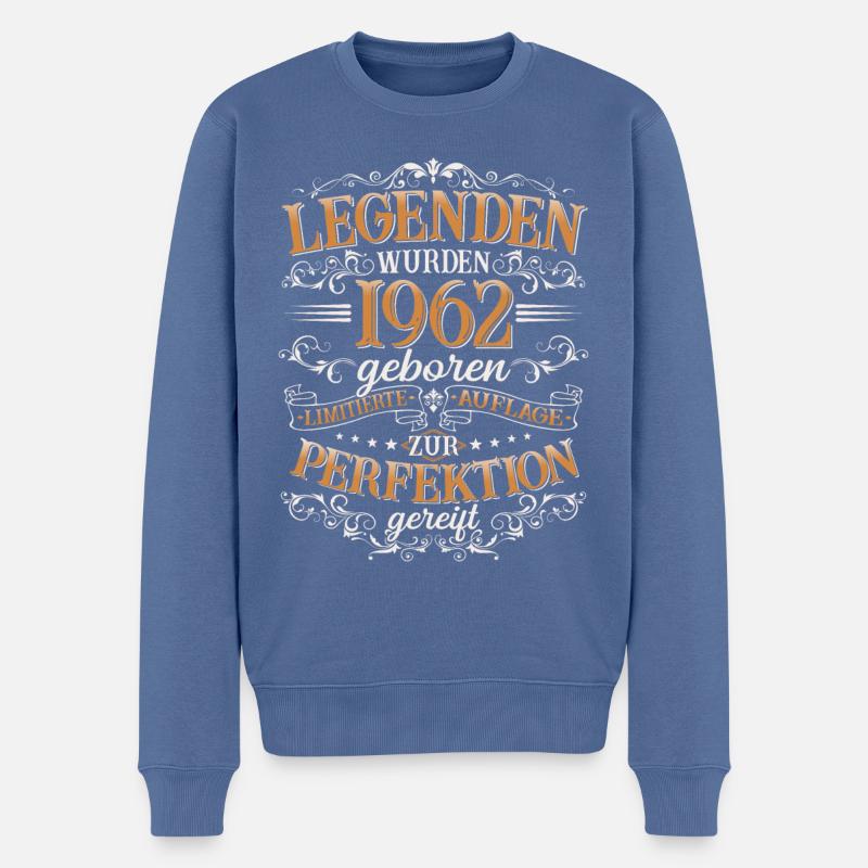 Jahrgang 1962 geboren Legenden Geburtstag Geschenk - Männer Premium Bio Pullover - Taubenblau