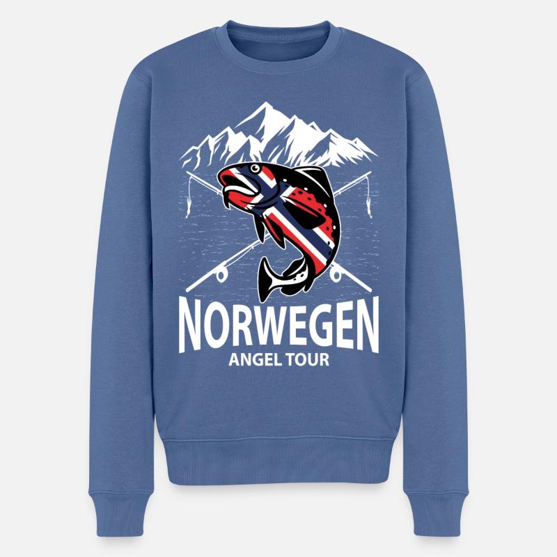 Norwegen Angel Tour - Männer Premium Bio Pullover - Taubenblau
