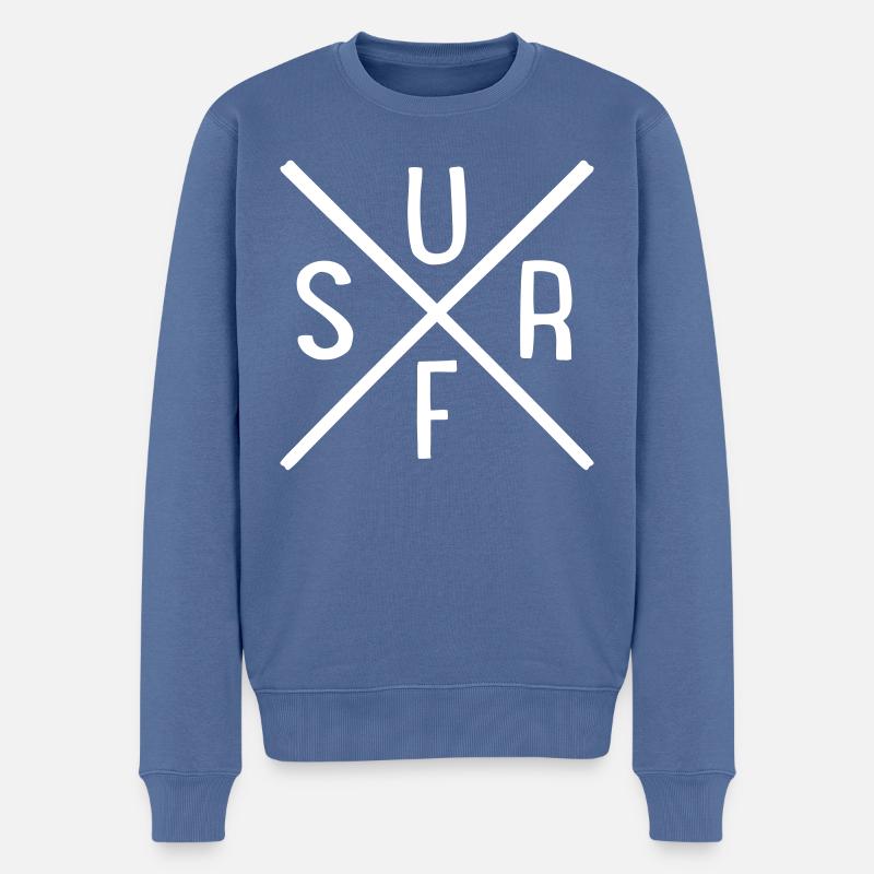 Le surf - Pull Premium bio Homme - bleu pigeon