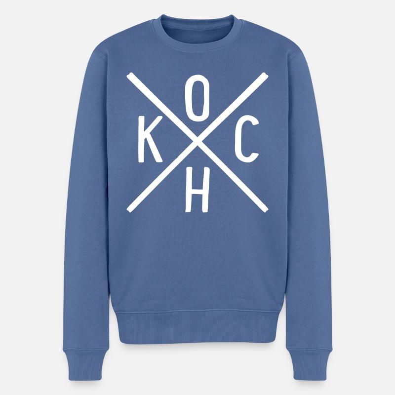Koch - Männer Premium Bio Pullover - Taubenblau