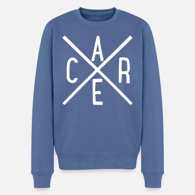 Care - Männer Premium Bio Pullover - Taubenblau