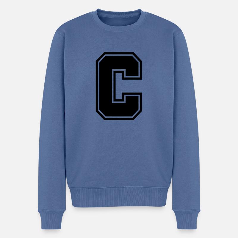 Buchstabe C - Männer Premium Bio Pullover - Taubenblau