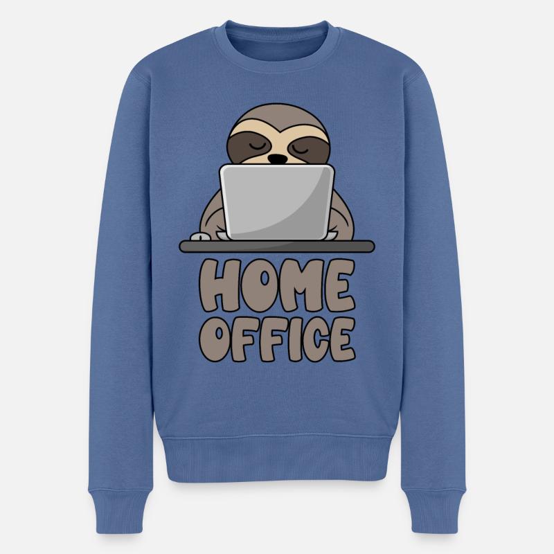 Homeoffice - Männer Premium Bio Pullover - Taubenblau