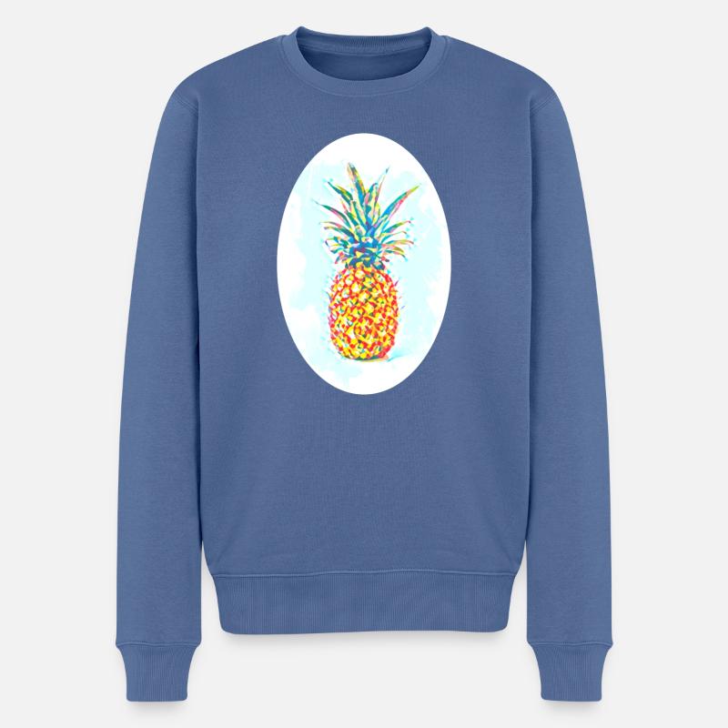 Dessin d’ananas - Pull Premium bio Homme - bleu pigeon