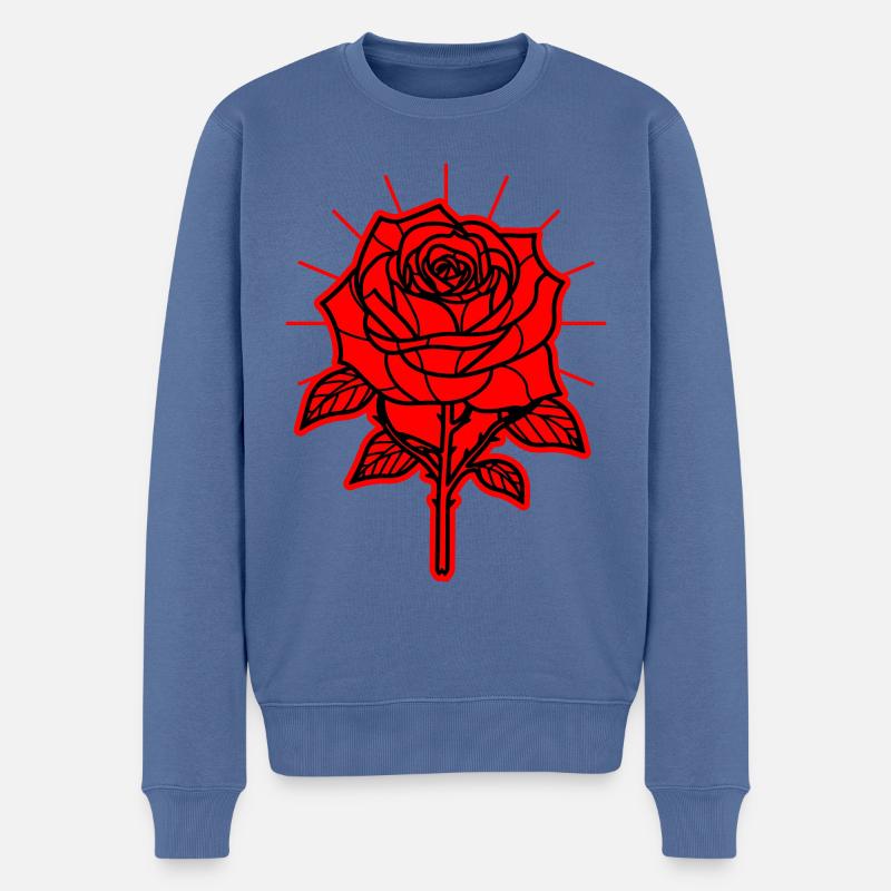 Rose Blume Dornen - Männer Premium Bio Pullover - Taubenblau