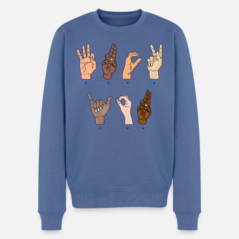 F*CK You! Déclaration amusante - Pull Premium bio Homme - bleu pigeon