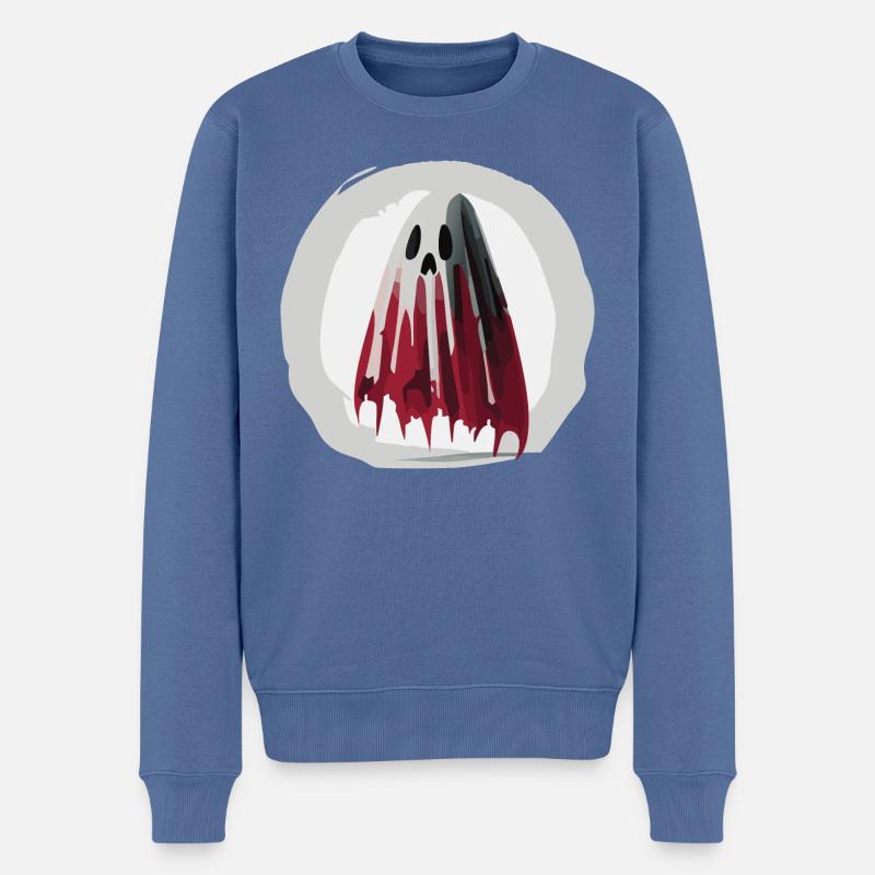 Fantôme effrayant / Halloween - Pull Premium bio Homme - bleu pigeon