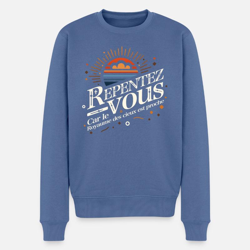 Tut Buße, denn das Himmelreich ist nahe - Männer Premium Bio Pullover - Taubenblau