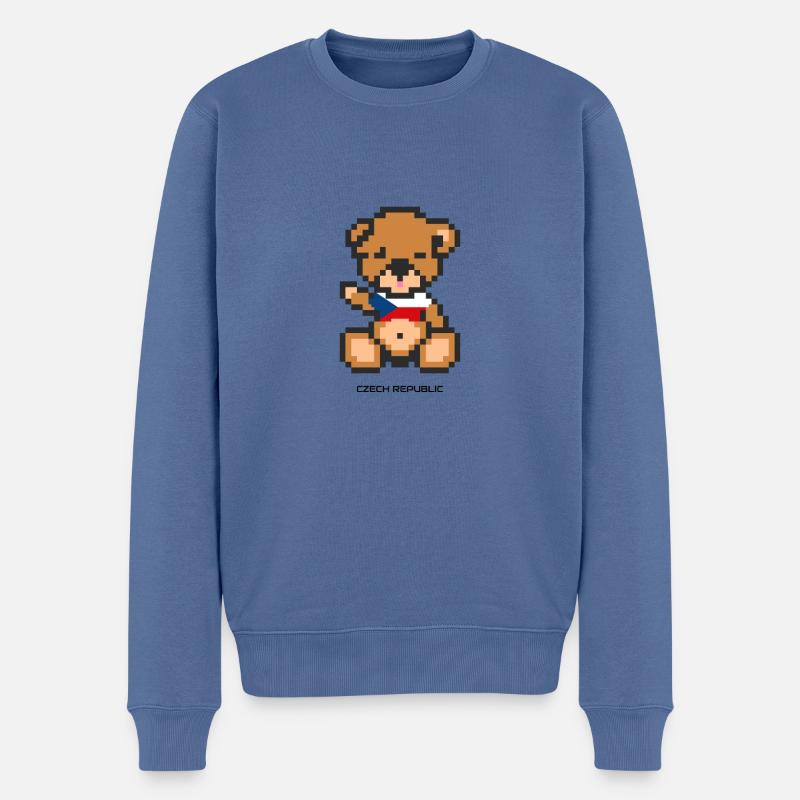 Pixel Bär Tschechien - Männer Premium Bio Pullover - Taubenblau