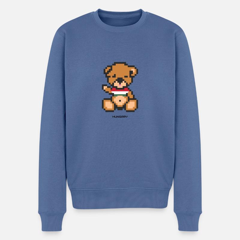 Pixel Bär Ungarn - Männer Premium Bio Pullover - Taubenblau