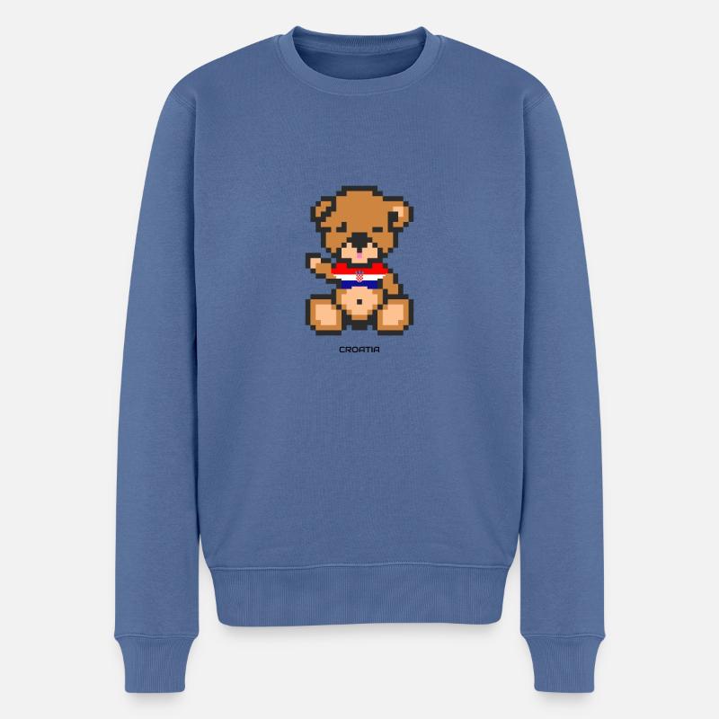 Pixel Bär Kroatien - Männer Premium Bio Pullover - Taubenblau
