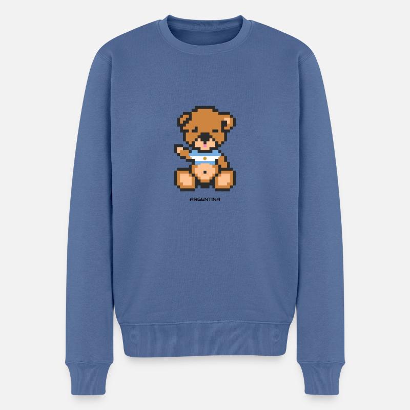 Pixel Bär Argentinien - Männer Premium Bio Pullover - Taubenblau