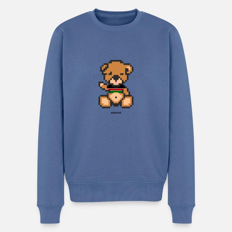 Pixel Bär Kenia - Männer Premium Bio Pullover - Taubenblau
