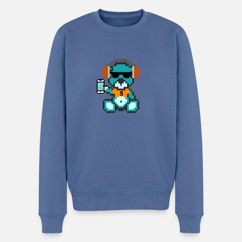Pixel Bear Geek - Pull Premium bio Homme - bleu pigeon