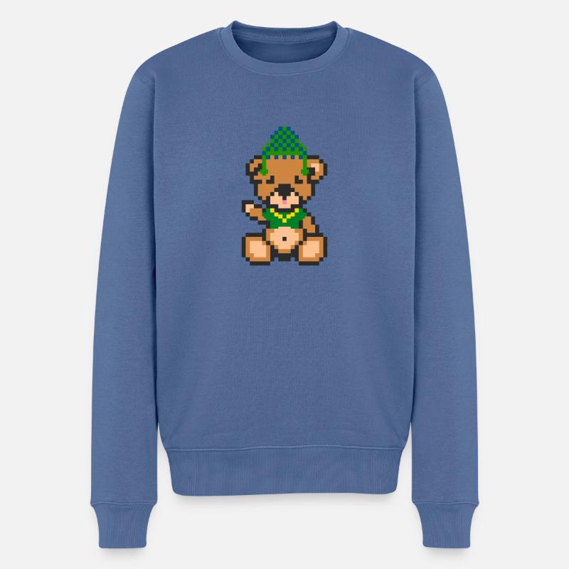 Pixel Bear Inca - Pull Premium bio Homme - bleu pigeon