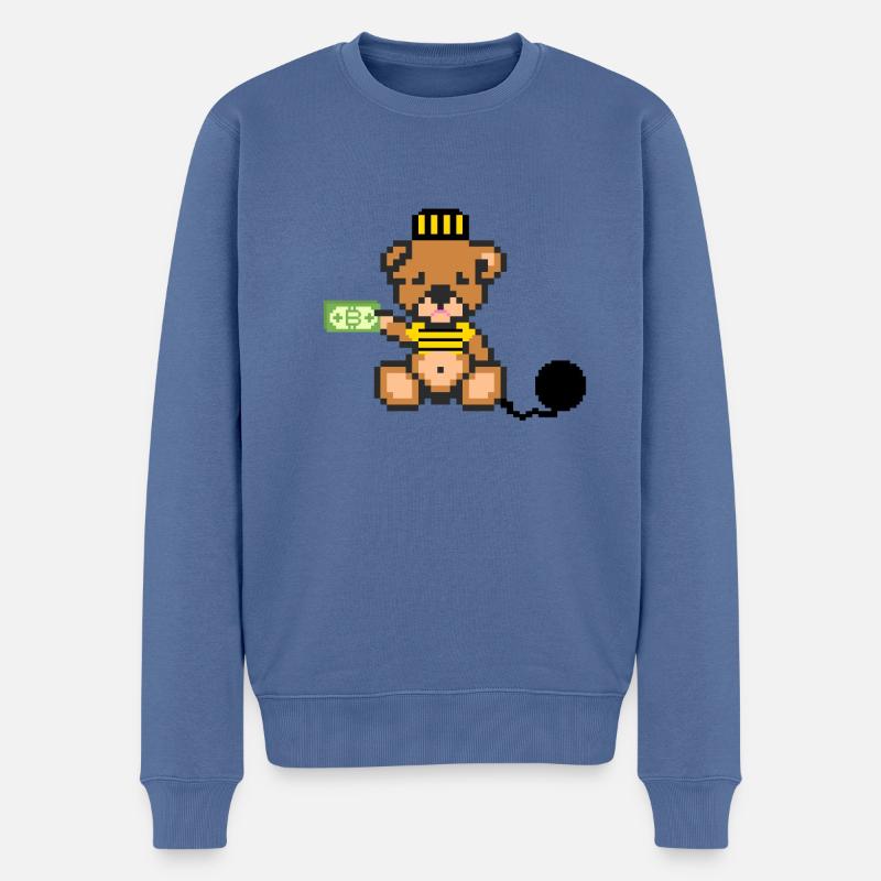 Pixel Bär Gefangener - Männer Premium Bio Pullover - Taubenblau