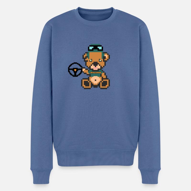 Pixel-Bären-Rennen - Männer Premium Bio Pullover - Taubenblau