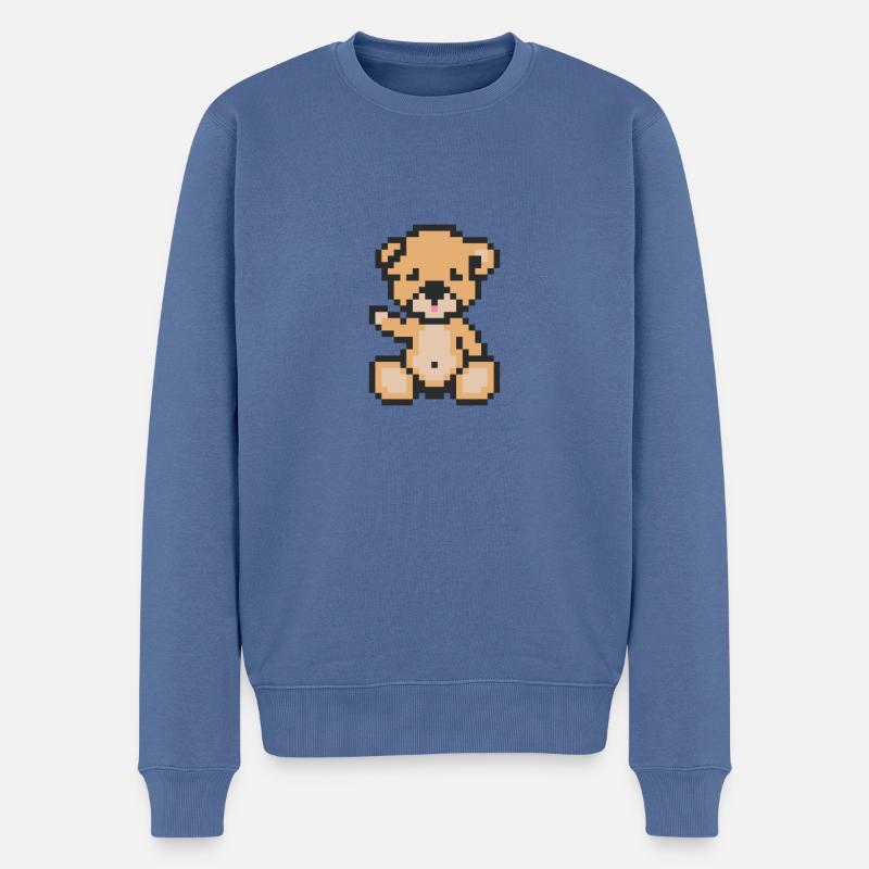 Pixel Bear Light - Pull Premium bio Homme - bleu pigeon
