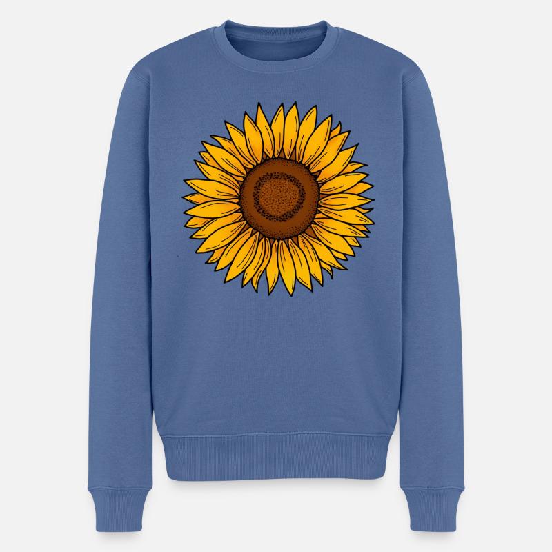 Sonnenblume - Männer Premium Bio Pullover - Taubenblau