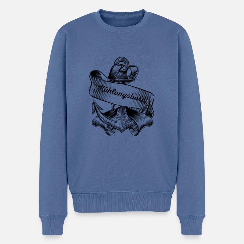 Kühlungsborn Ostseebad Anker - Männer Premium Bio Pullover - Taubenblau