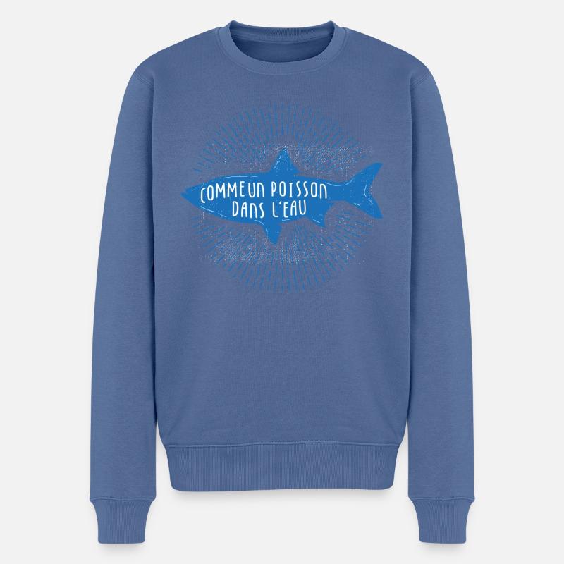 Comme un poisson dans l'eau ! - Pull Premium bio Homme - bleu pigeon