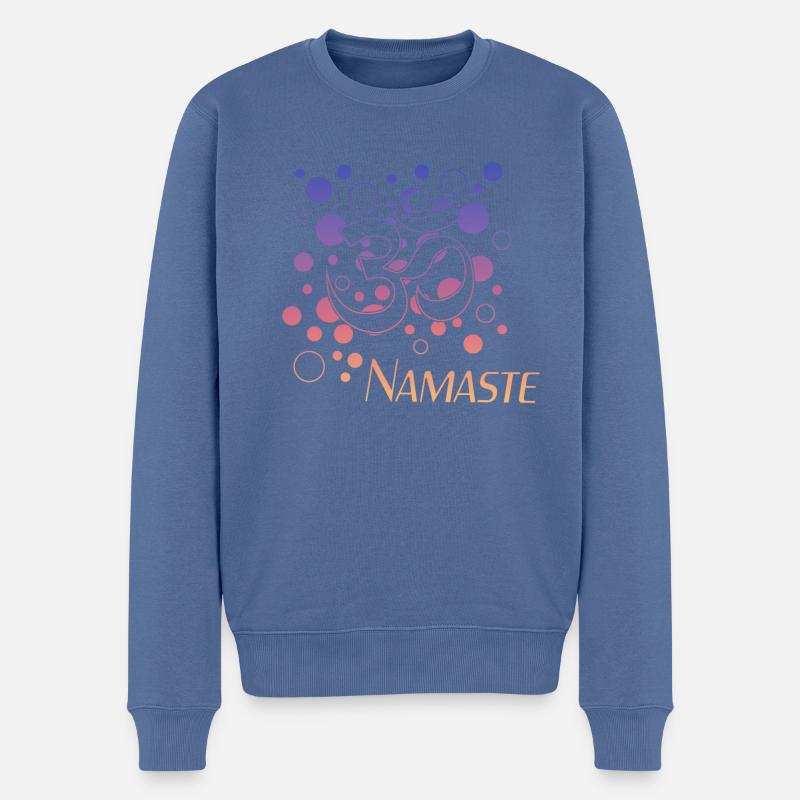 Namaste - Männer Premium Bio Pullover - Taubenblau