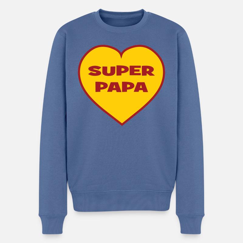 SUPER-VATER - Männer Premium Bio Pullover - Taubenblau