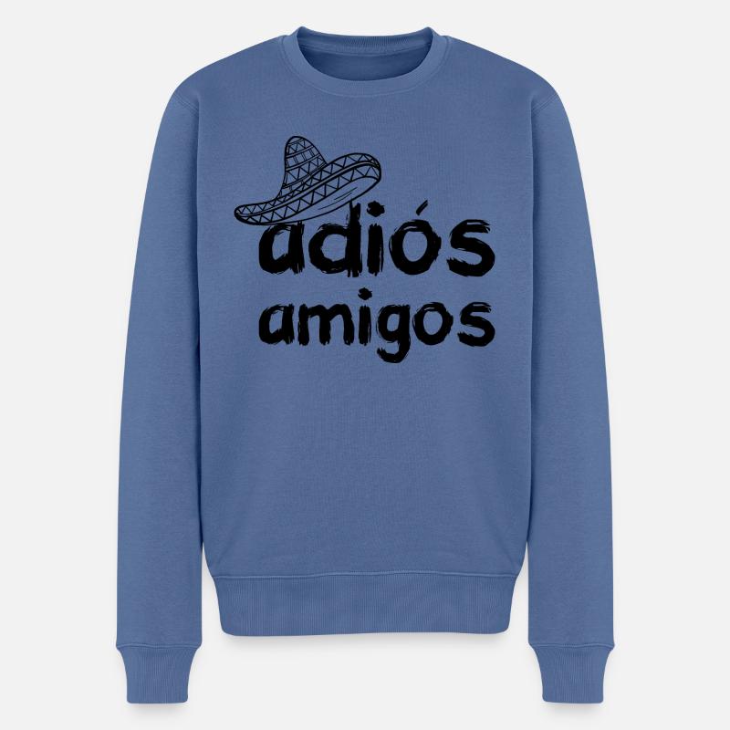 adiós amigos black - Pull Premium bio Homme - bleu pigeon
