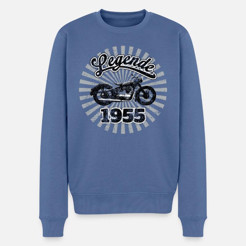Motorrad Legende 1955 DDR mit Grunge Effekt - Männer Premium Bio Pullover - Taubenblau