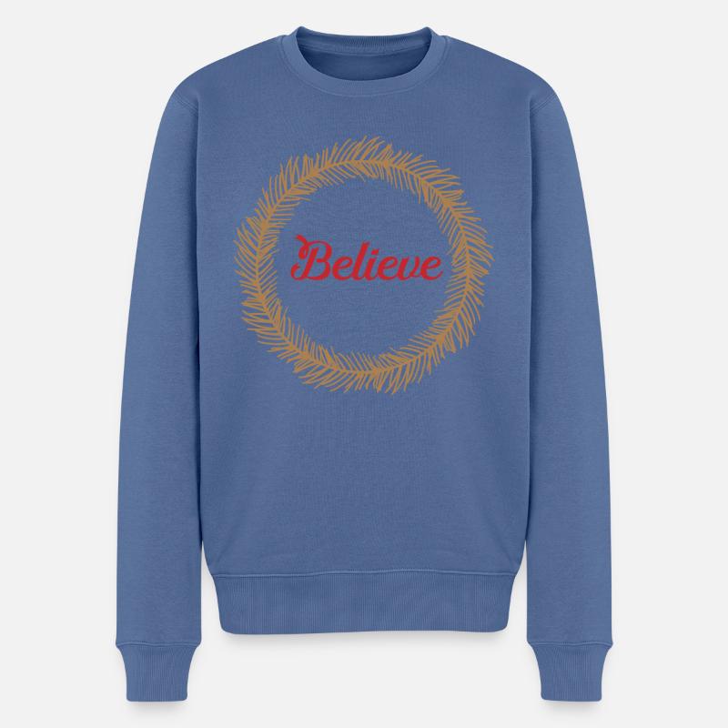 Glaube - Männer Premium Bio Pullover - Taubenblau