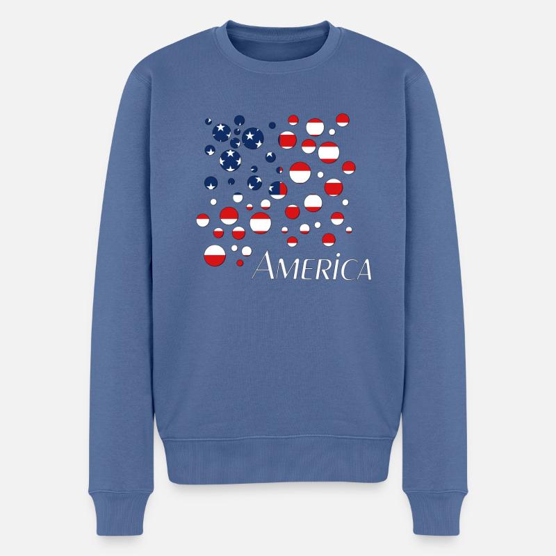 America USA - Männer Premium Bio Pullover - Taubenblau