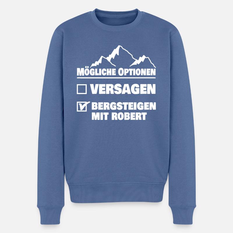 robert - Männer Premium Bio Pullover - Taubenblau
