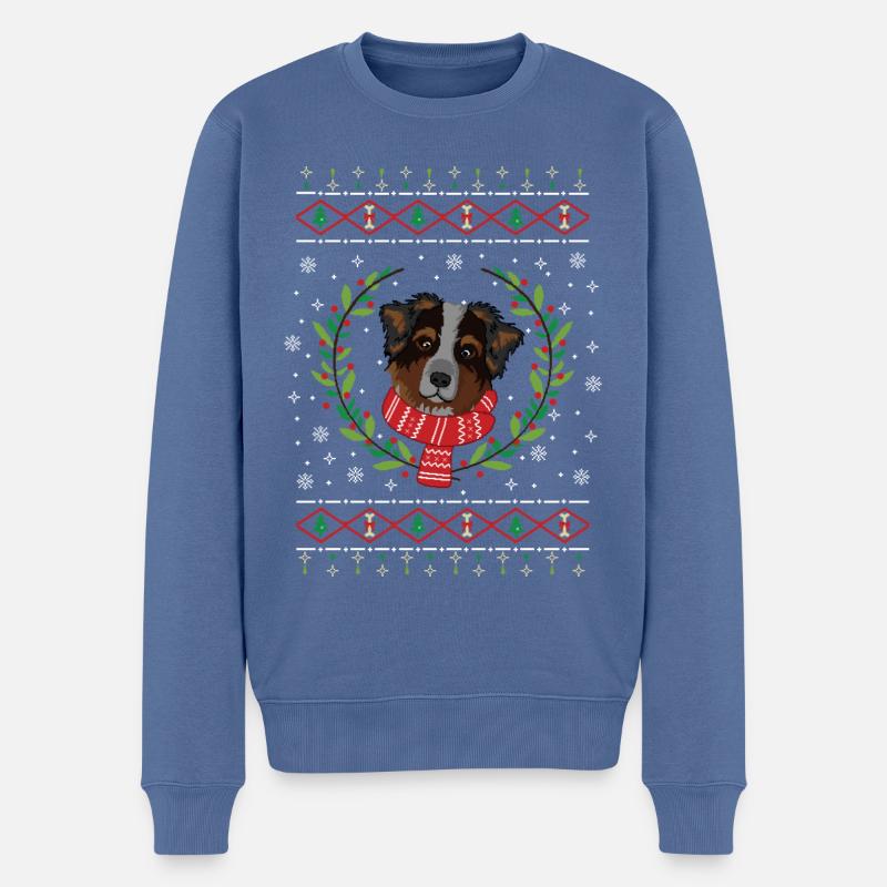 Australian Shepherd hässlicher Weihnachtspullover - Männer Premium Bio Pullover - Taubenblau