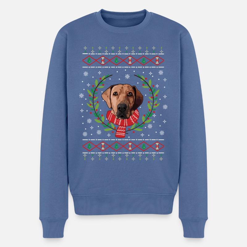 Broholmer Weihnachtspullover - Geschenk - Männer Premium Bio Pullover - Taubenblau