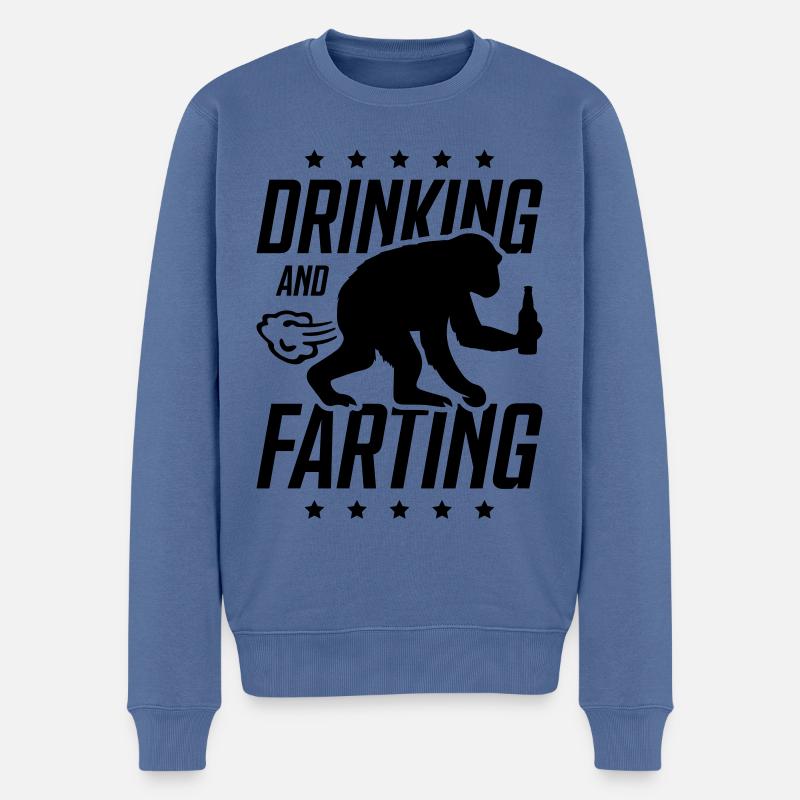 drinking farting monkey - Pull Premium bio Homme - bleu pigeon