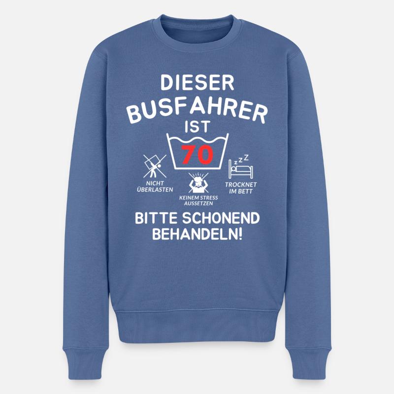 Dieser Busfahrer ist 70. Schonend behandeln - Männer Premium Bio Pullover - Taubenblau
