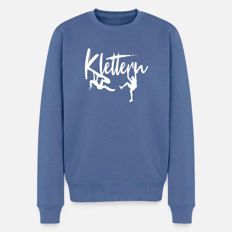 Klettern Kletterin Kletterer Kletter Geschenk - Männer Premium Bio Pullover - Taubenblau