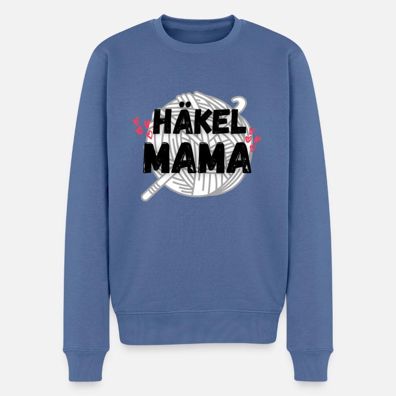 Häkelmama! Häkeln Mutter rote herzen grau weiß - Männer Premium Bio Pullover - Taubenblau