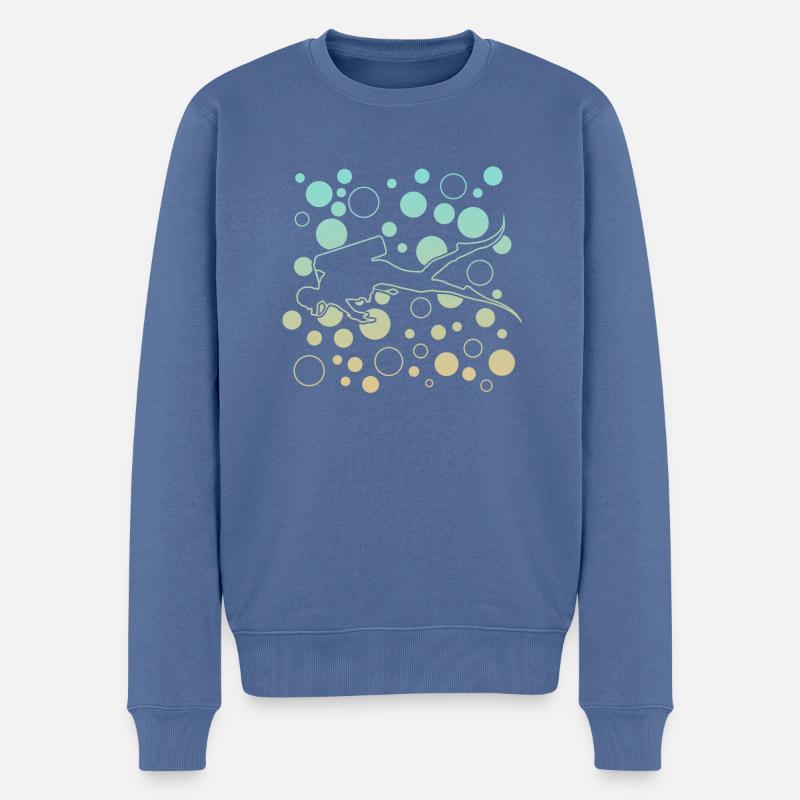 diving scuba diver - Männer Premium Bio Pullover - Taubenblau