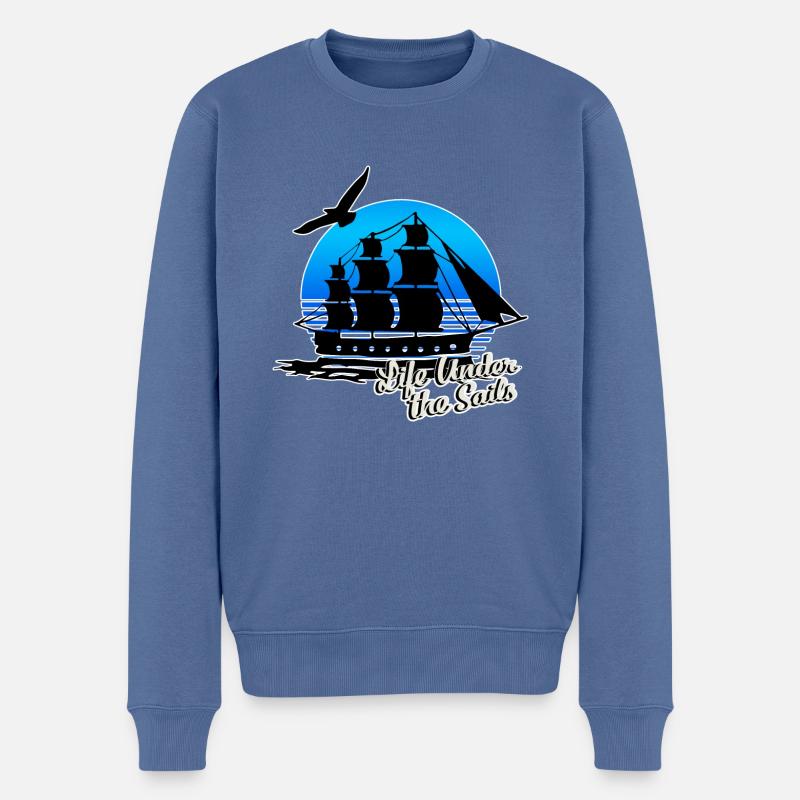 Live Under the Sails - clean - Männer Premium Bio Pullover - Taubenblau