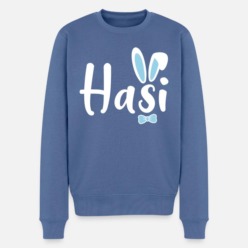 Hasi - Männer Premium Bio Pullover - Taubenblau